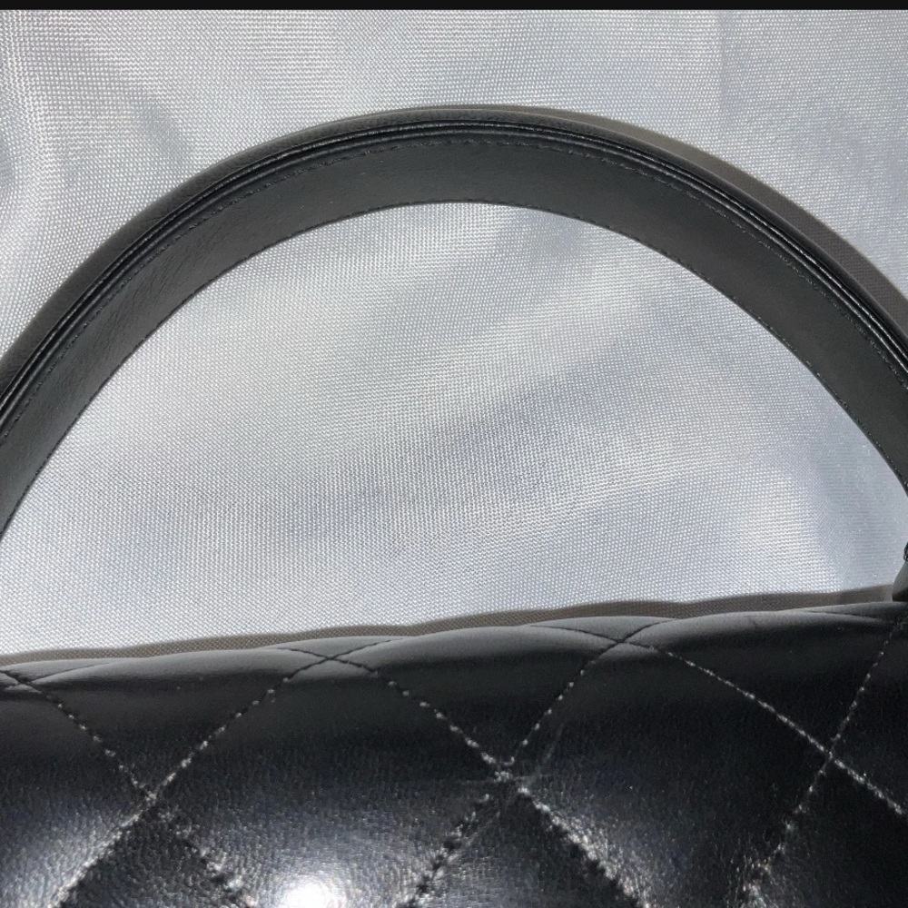 Excellent Chanel Kelly Top Handle Black Silver Hardware Medium 10” - Picture 6 of 8